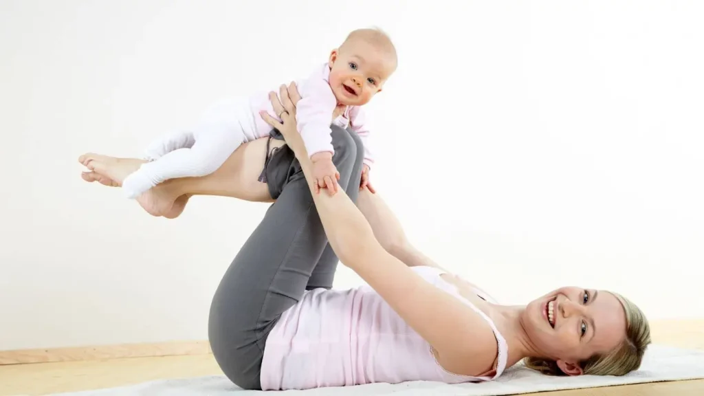 New mums performing postpartum workout routines to regain strength and confidence.