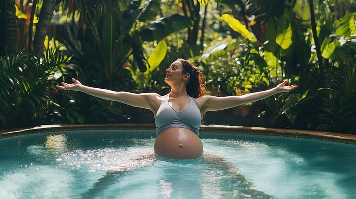 Safe pregnancy exercises, Swimming during pregnancy as a safe and refreshing workout for pregnant women.